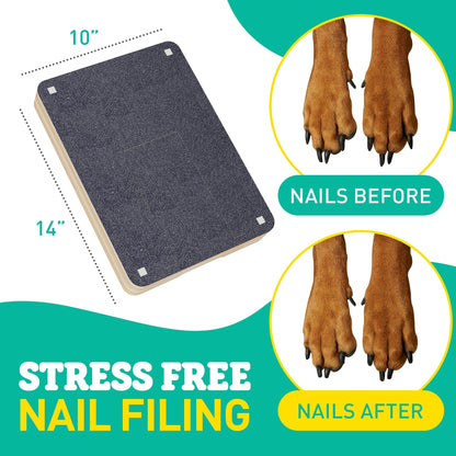 PawHalt™ Dog Scratch Pad for Nails with Treat Drawer – Stress-Free Wooden Dog Nail File Board