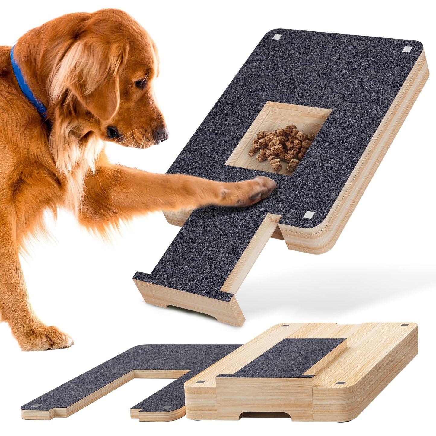 PawHalt™ Dog Scratch Pad for Nails with Treat Drawer – Stress-Free Wooden Dog Nail File Board